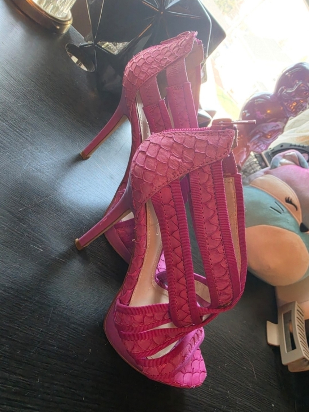 ALDO Fuchsia Strappy High Heel Sandals - Picture 3 of 5